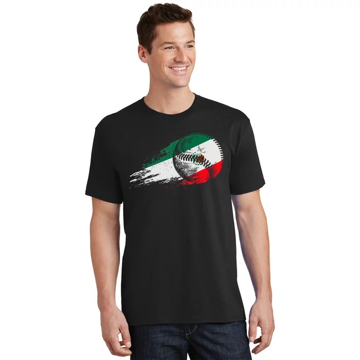 Mexican Baseball Player Mexico Flag Baseball Lover T-Shirt