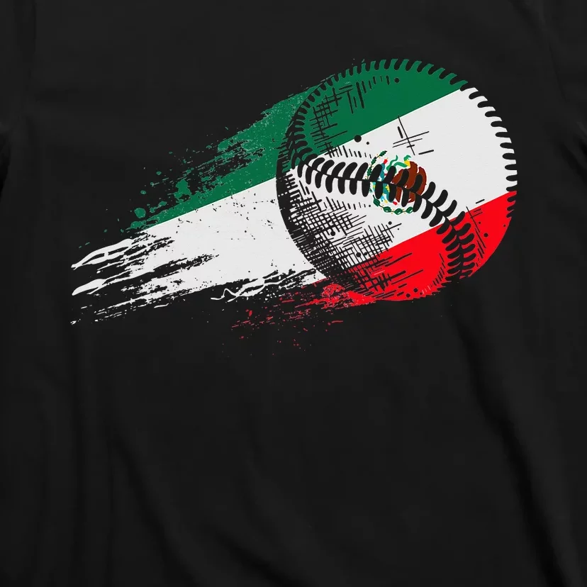 Mexican Baseball Player Mexico Flag Baseball Lover T-Shirt