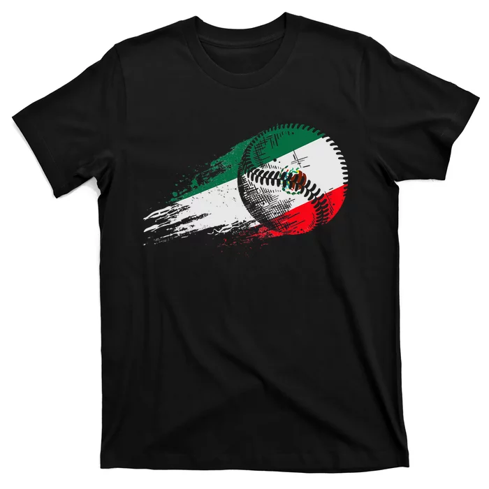 Mexican Baseball Player Mexico Flag Baseball Lover T-Shirt