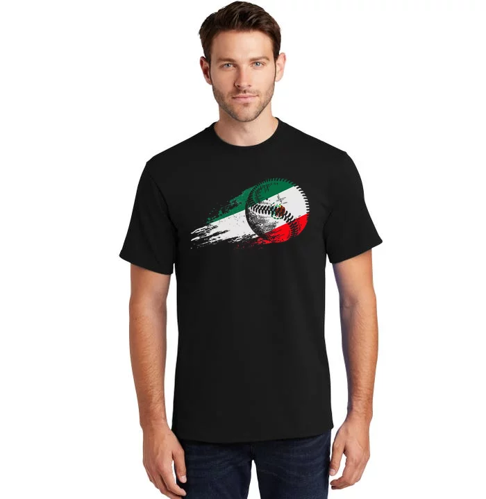 Mexican Baseball Player Mexico Flag Baseball Lover Tall T-Shirt