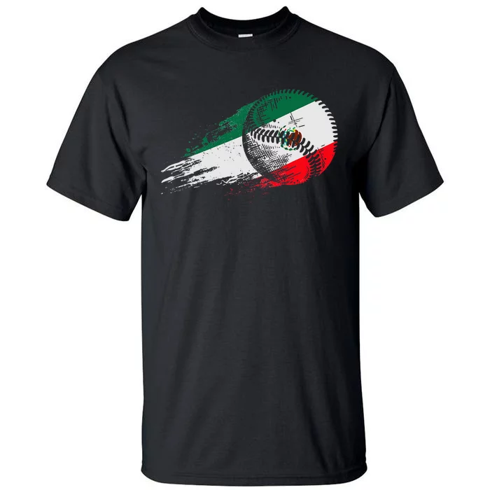 Mexican Baseball Player Mexico Flag Baseball Lover Tall T-Shirt