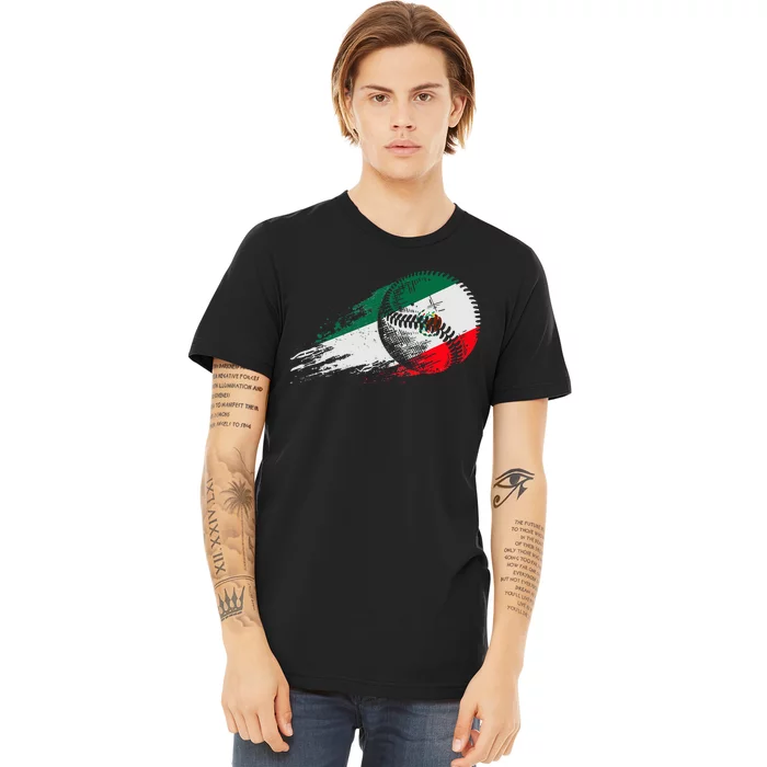 Mexican Baseball Player Mexico Flag Baseball Lover Premium T-Shirt