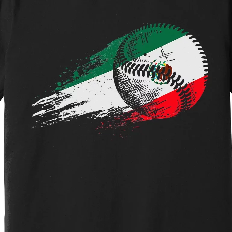 Mexican Baseball Player Mexico Flag Baseball Lover Premium T-Shirt