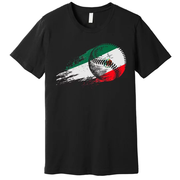 Mexican Baseball Player Mexico Flag Baseball Lover Premium T-Shirt