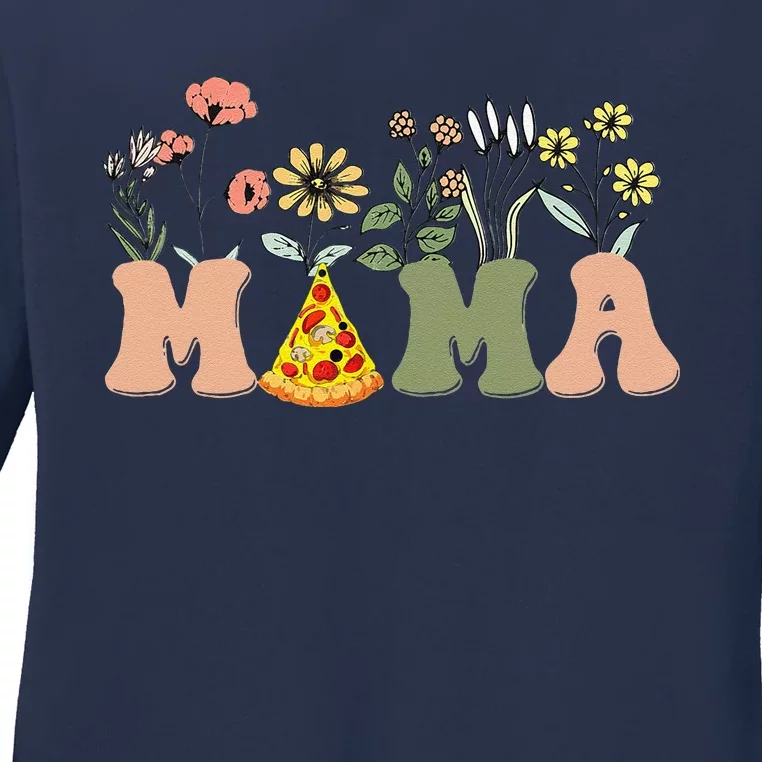 Mama Birthday Pizza Theme Birthday Pizza Lover Party Ladies Long Sleeve Shirt