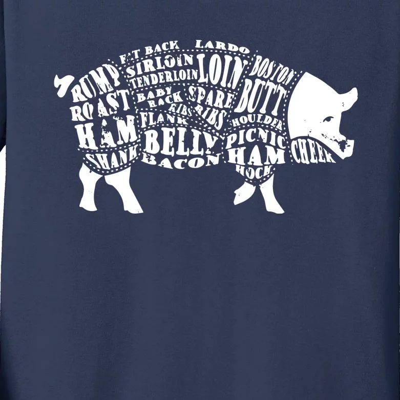 Men BBQs Pig Cuts Barbecue And Grilling Kids Long Sleeve Shirt