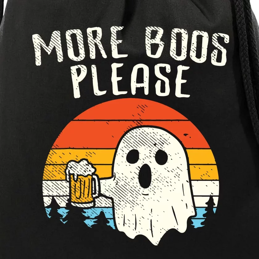 More Boos Please Ghost Beer Retro Halloween Funny Drinking Drawstring Bag