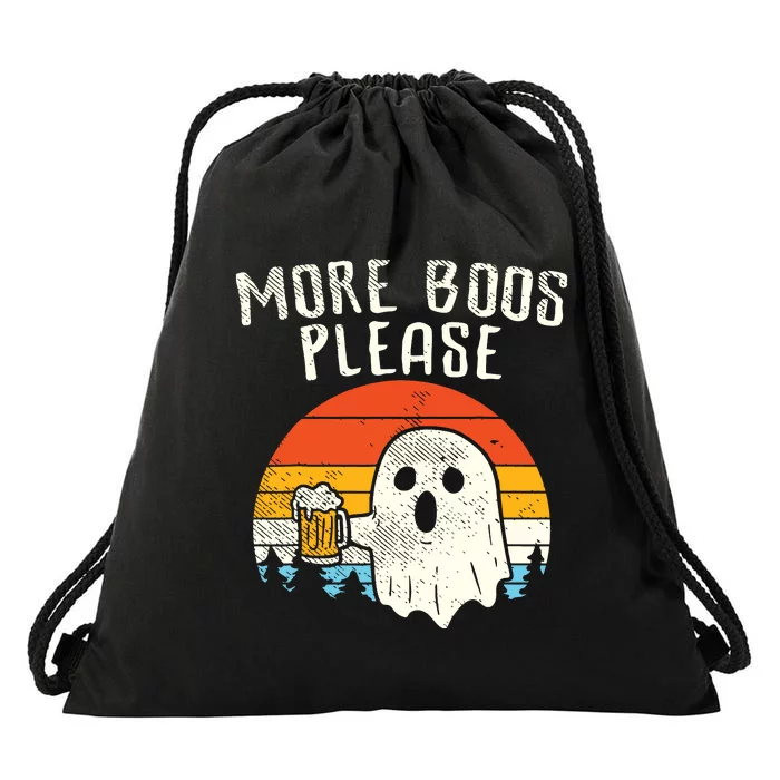 More Boos Please Ghost Beer Retro Halloween Funny Drinking Drawstring Bag