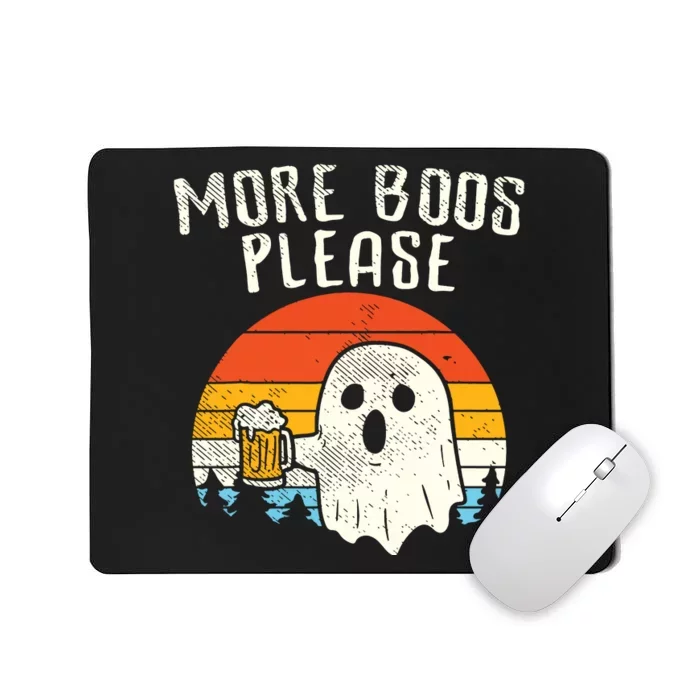 More Boos Please Ghost Beer Retro Halloween Funny Drinking Mousepad