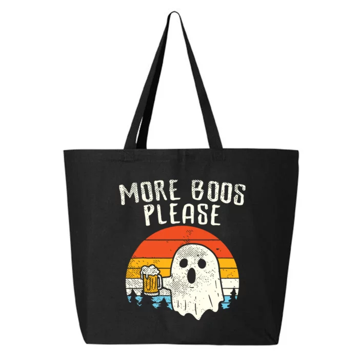 More Boos Please Ghost Beer Retro Halloween Funny Drinking 25L Jumbo Tote