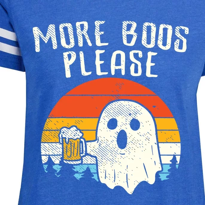 More Boos Please Ghost Beer Retro Halloween Funny Drinking Enza Ladies Jersey Football T-Shirt