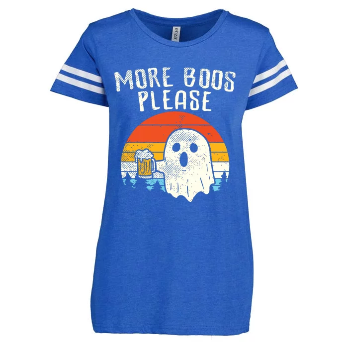 More Boos Please Ghost Beer Retro Halloween Funny Drinking Enza Ladies Jersey Football T-Shirt