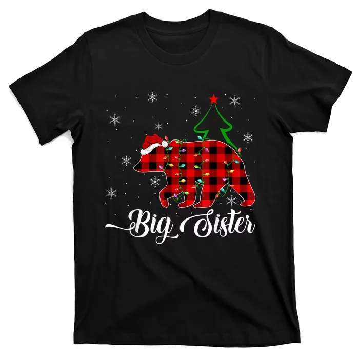 Matching Buffalo Plaid Christmas BigSister Bear Pajama T-Shirt