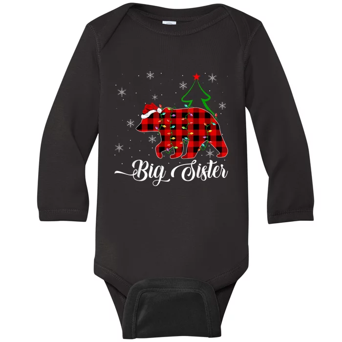 Matching Buffalo Plaid Christmas BigSister Bear Pajama Baby Long Sleeve Bodysuit