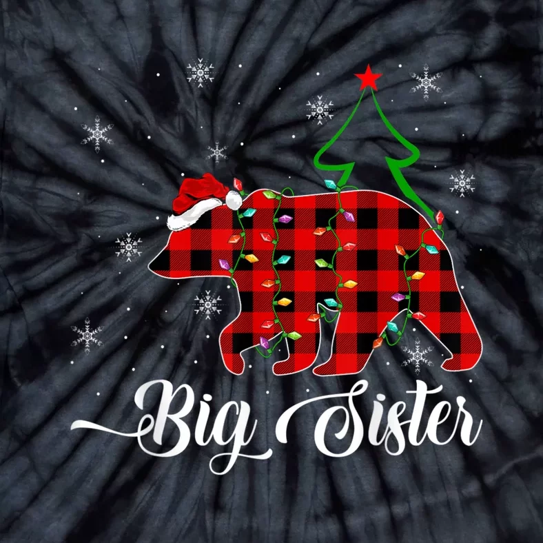 Matching Buffalo Plaid Christmas BigSister Bear Pajama Tie-Dye T-Shirt