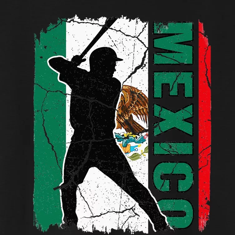 Mexican Baseball Player Mexico Flag Baseball Fans Women's Crop Top Tee