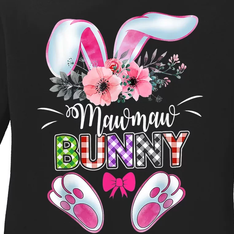 Mawmaw Bunny Plaid Shirt Happy Easter Day Ladies Long Sleeve Shirt