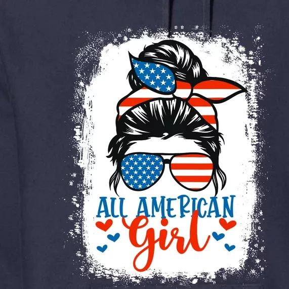 Messy Bun Patriotic | All American Girl 4th Of July Premium Hoodie