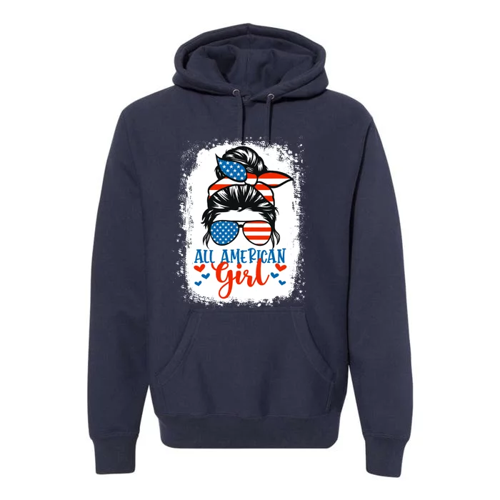 Messy Bun Patriotic | All American Girl 4th Of July Premium Hoodie