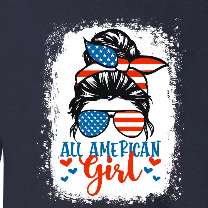 Messy Bun Patriotic | All American Girl 4th Of July Toddler Sweatshirt