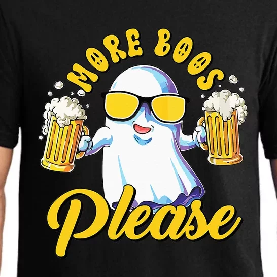 More Boos Please Ghost Beer Retro Halloween Drinking Pajama Set