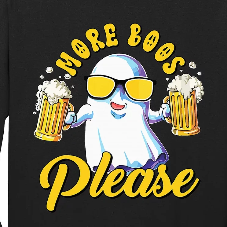 More Boos Please Ghost Beer Retro Halloween Drinking Tall Long Sleeve T-Shirt