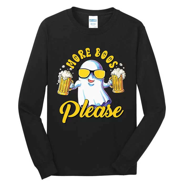 More Boos Please Ghost Beer Retro Halloween Drinking Tall Long Sleeve T-Shirt