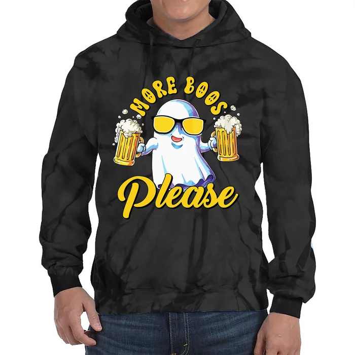 More Boos Please Ghost Beer Retro Halloween Drinking Tie Dye Hoodie