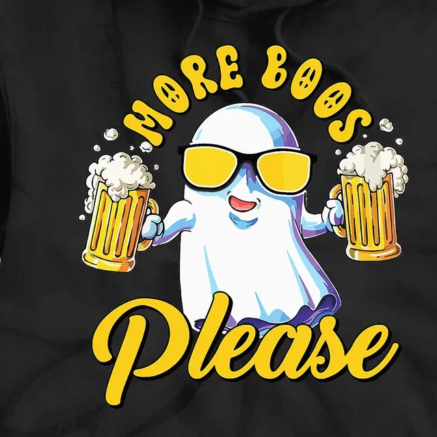 More Boos Please Ghost Beer Retro Halloween Drinking Tie Dye Hoodie