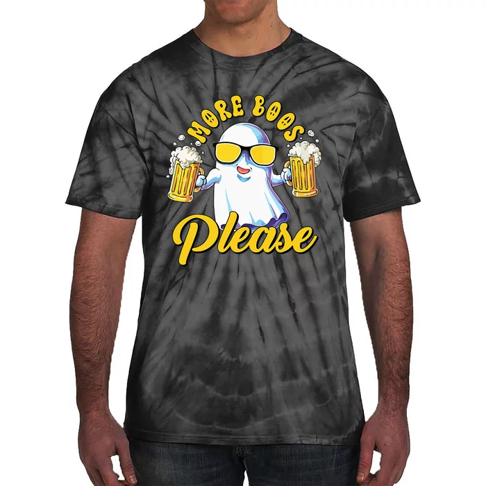 More Boos Please Ghost Beer Retro Halloween Drinking Tie-Dye T-Shirt