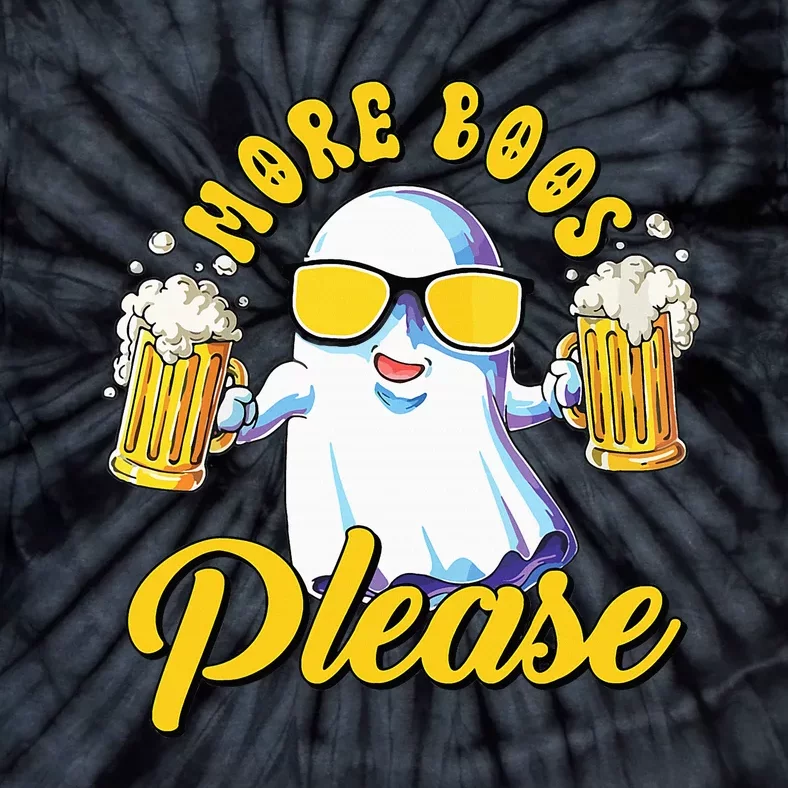 More Boos Please Ghost Beer Retro Halloween Drinking Tie-Dye T-Shirt