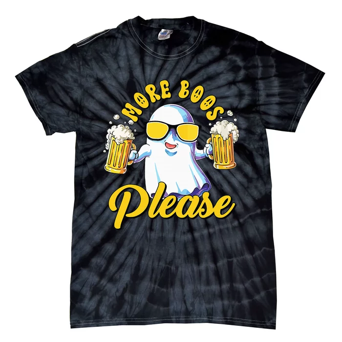 More Boos Please Ghost Beer Retro Halloween Drinking Tie-Dye T-Shirt