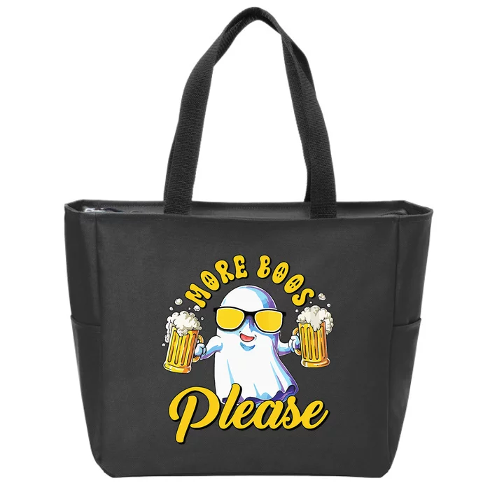 More Boos Please Ghost Beer Retro Halloween Drinking Zip Tote Bag