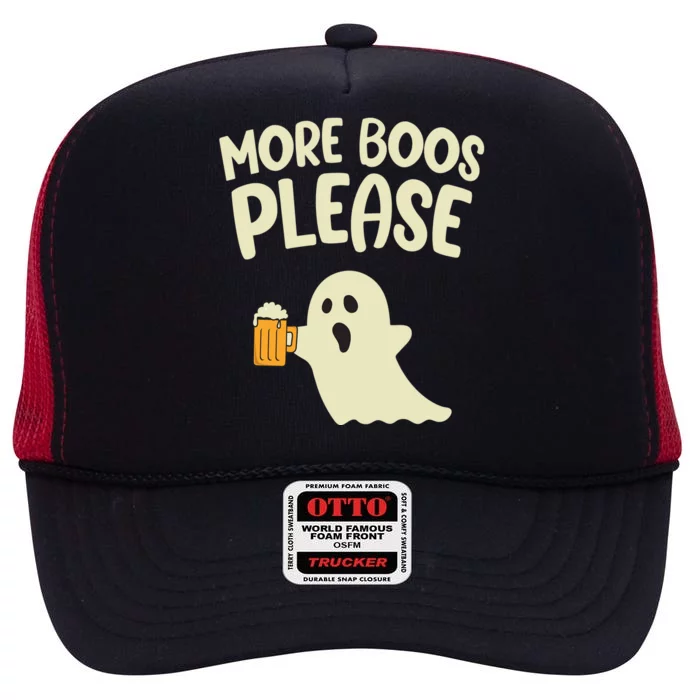 More Boos Please Cute Funny Halloween Ghost Party High Crown Mesh Trucker Hat