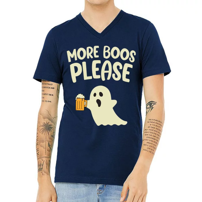 More Boos Please Cute Funny Halloween Ghost Party V-Neck T-Shirt