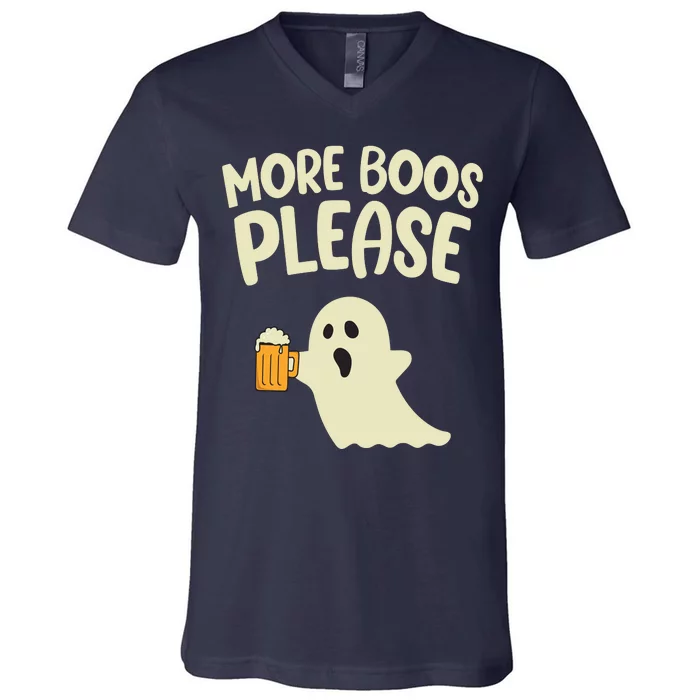 More Boos Please Cute Funny Halloween Ghost Party V-Neck T-Shirt