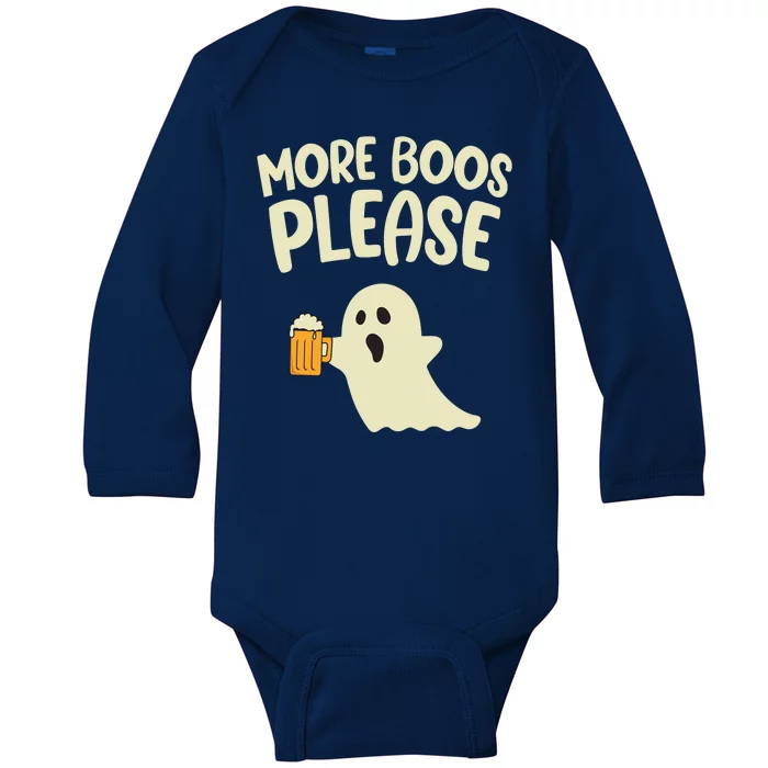 More Boos Please Cute Funny Halloween Ghost Party Baby Long Sleeve Bodysuit