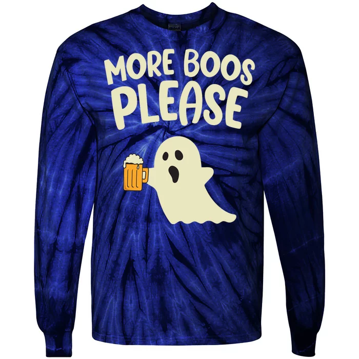 More Boos Please Cute Funny Halloween Ghost Party Tie-Dye Long Sleeve Shirt