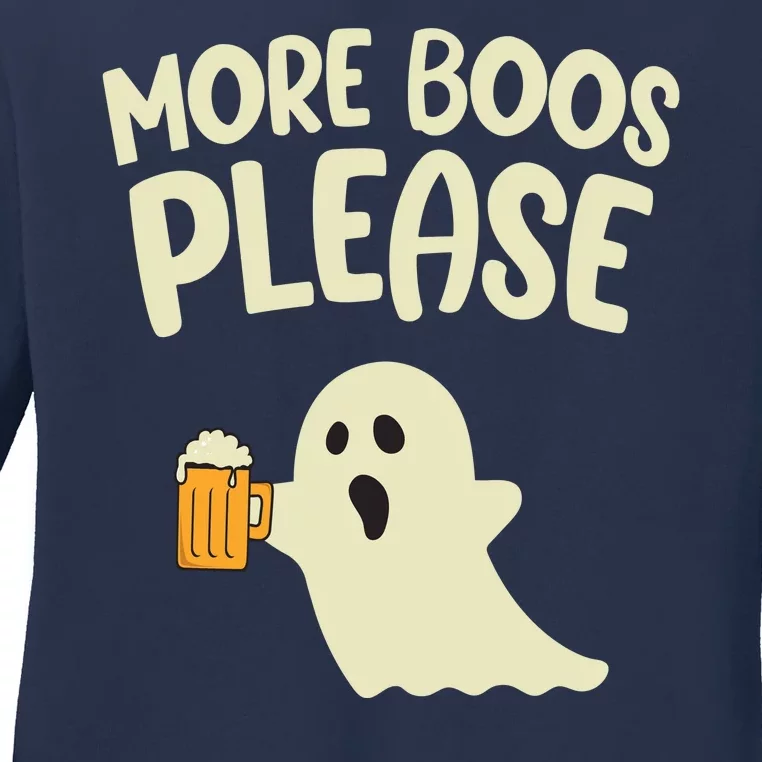 More Boos Please Cute Funny Halloween Ghost Party Ladies Long Sleeve Shirt