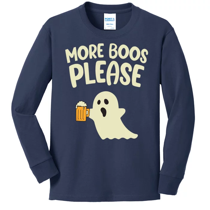 More Boos Please Cute Funny Halloween Ghost Party Kids Long Sleeve Shirt