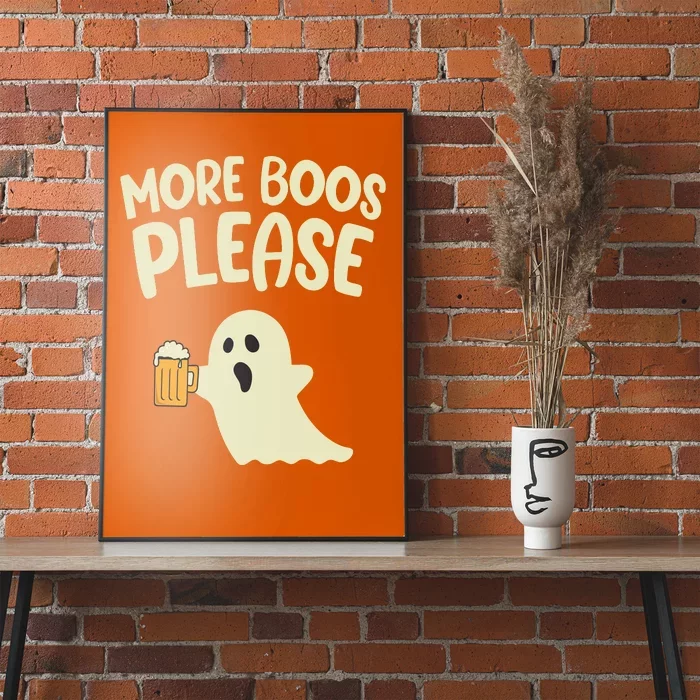 More Boos Please Cute Funny Halloween Ghost Party Poster