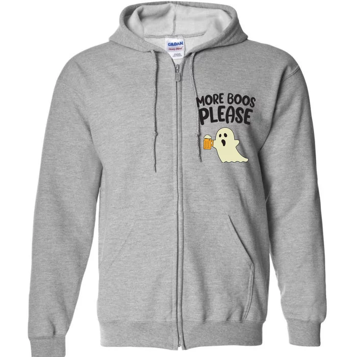 More Boos Please Cute Funny Halloween Ghost Party Full Zip Hoodie