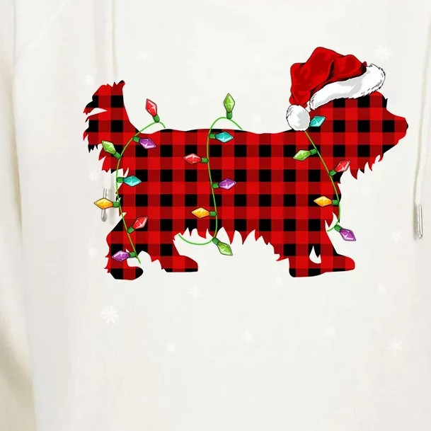 Matching Buffalo Plaid Yorkshire Terrier Dog Christmas Great Gift Womens Funnel Neck Pullover Hood