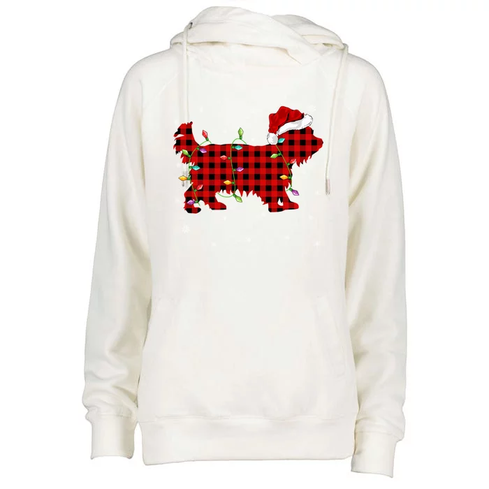 Matching Buffalo Plaid Yorkshire Terrier Dog Christmas Great Gift Womens Funnel Neck Pullover Hood