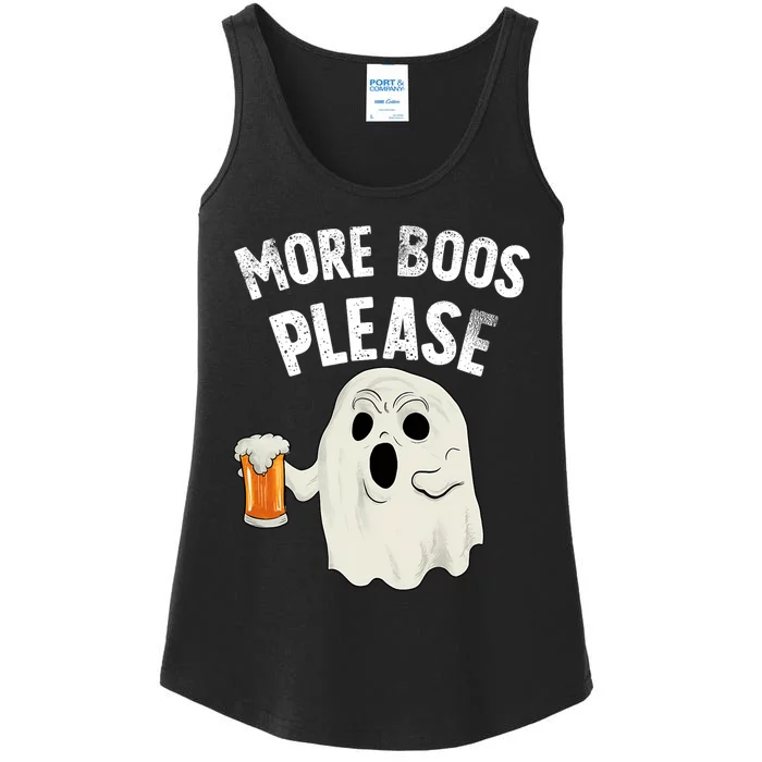 More Boos Please Ghost Beer Retro Halloween Drinking Ladies Essential Tank