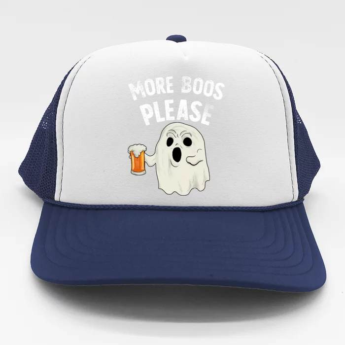 More Boos Please Ghost Beer Retro Halloween Drinking Trucker Hat