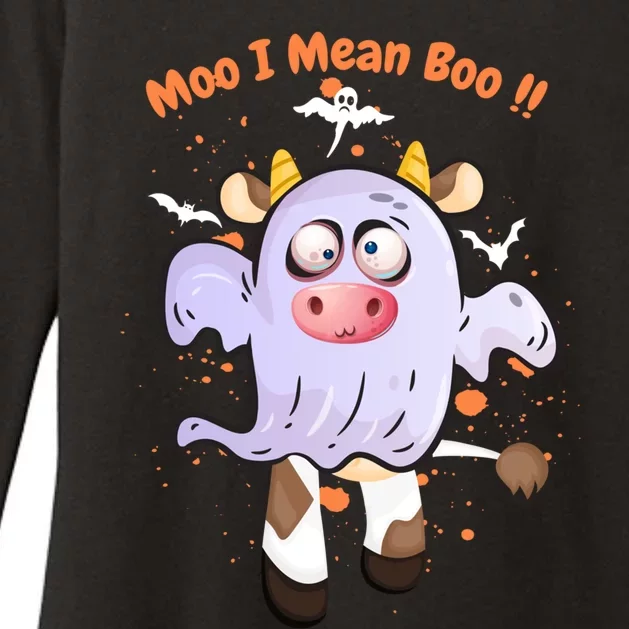 Mean Boo Pumpkin Halloween Ghost Cow Moo Cute Gift Womens CVC Long Sleeve Shirt