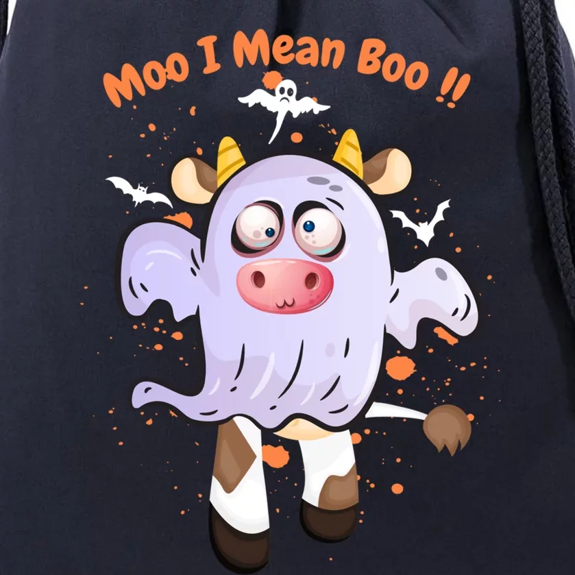 Mean Boo Pumpkin Halloween Ghost Cow Moo Cute Gift Drawstring Bag