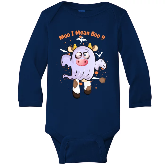 Mean Boo Pumpkin Halloween Ghost Cow Moo Cute Gift Baby Long Sleeve Bodysuit