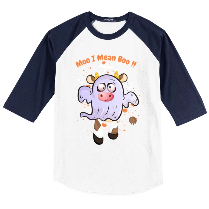 Mean Boo Pumpkin Halloween Ghost Cow Moo Cute Gift Baseball Sleeve Shirt